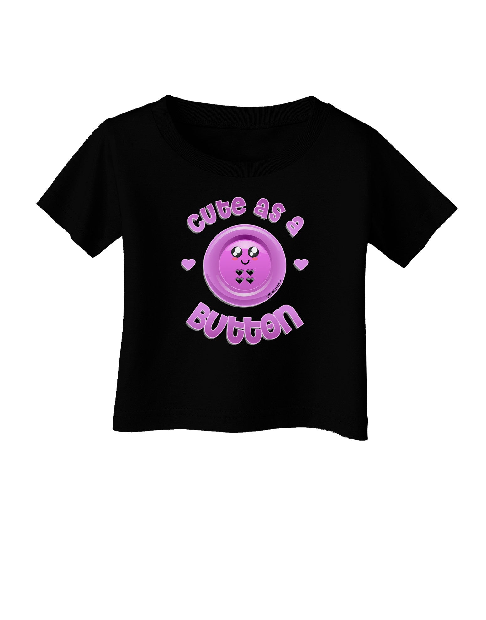 Cute As A Button Smiley Face Infant T-Shirt Dark-Infant T-Shirt-TooLoud-Black-06-Months-Davson Sales
