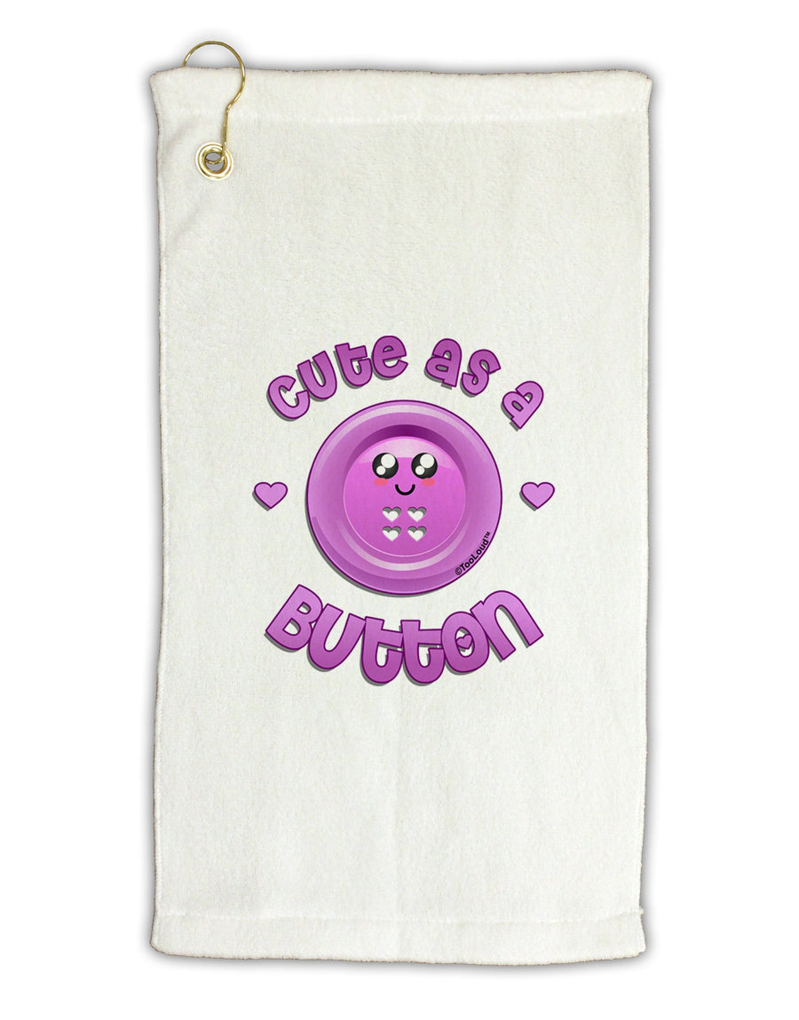 Cute As A Button Smiley Face Micro Terry Gromet Golf Towel 16 x 25 inch-Golf Towel-TooLoud-White-Davson Sales