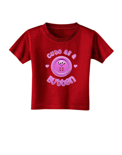 Cute As A Button Smiley Face Toddler T-Shirt Dark-Toddler T-Shirt-TooLoud-Red-2T-Davson Sales