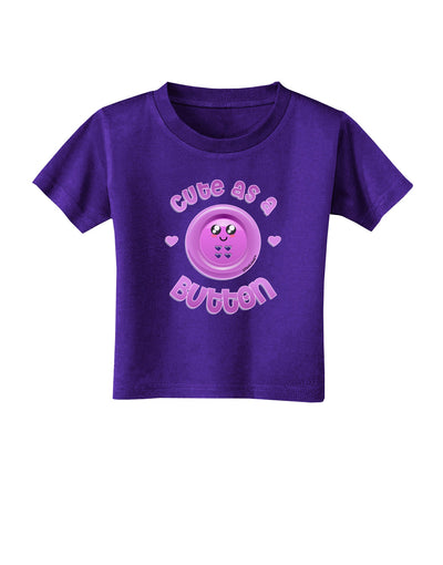 Cute As A Button Smiley Face Toddler T-Shirt Dark-Toddler T-Shirt-TooLoud-Purple-2T-Davson Sales