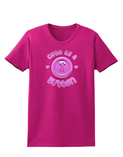 Cute As A Button Smiley Face Womens Dark T-Shirt-TooLoud-Hot-Pink-Small-Davson Sales