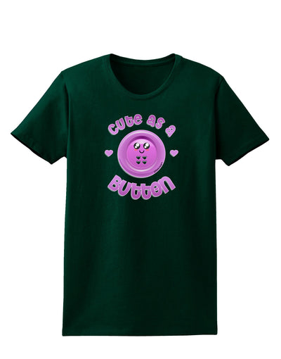 Cute As A Button Smiley Face Womens Dark T-Shirt-TooLoud-Forest-Green-Small-Davson Sales