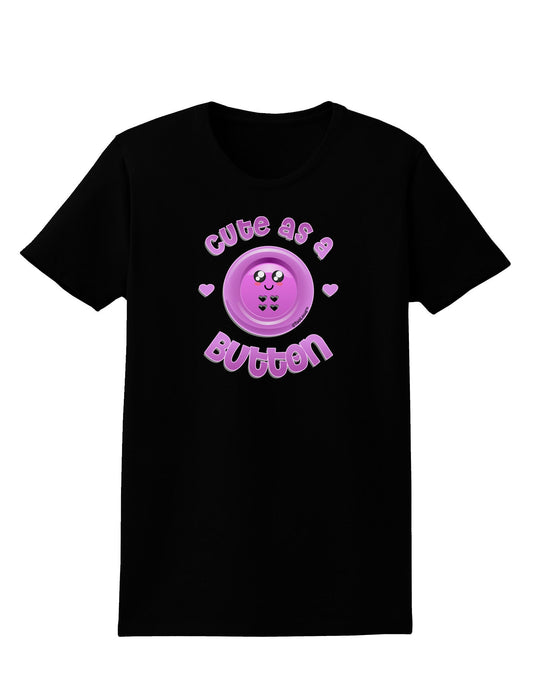 Cute As A Button Smiley Face Womens Dark T-Shirt-TooLoud-Black-X-Small-Davson Sales