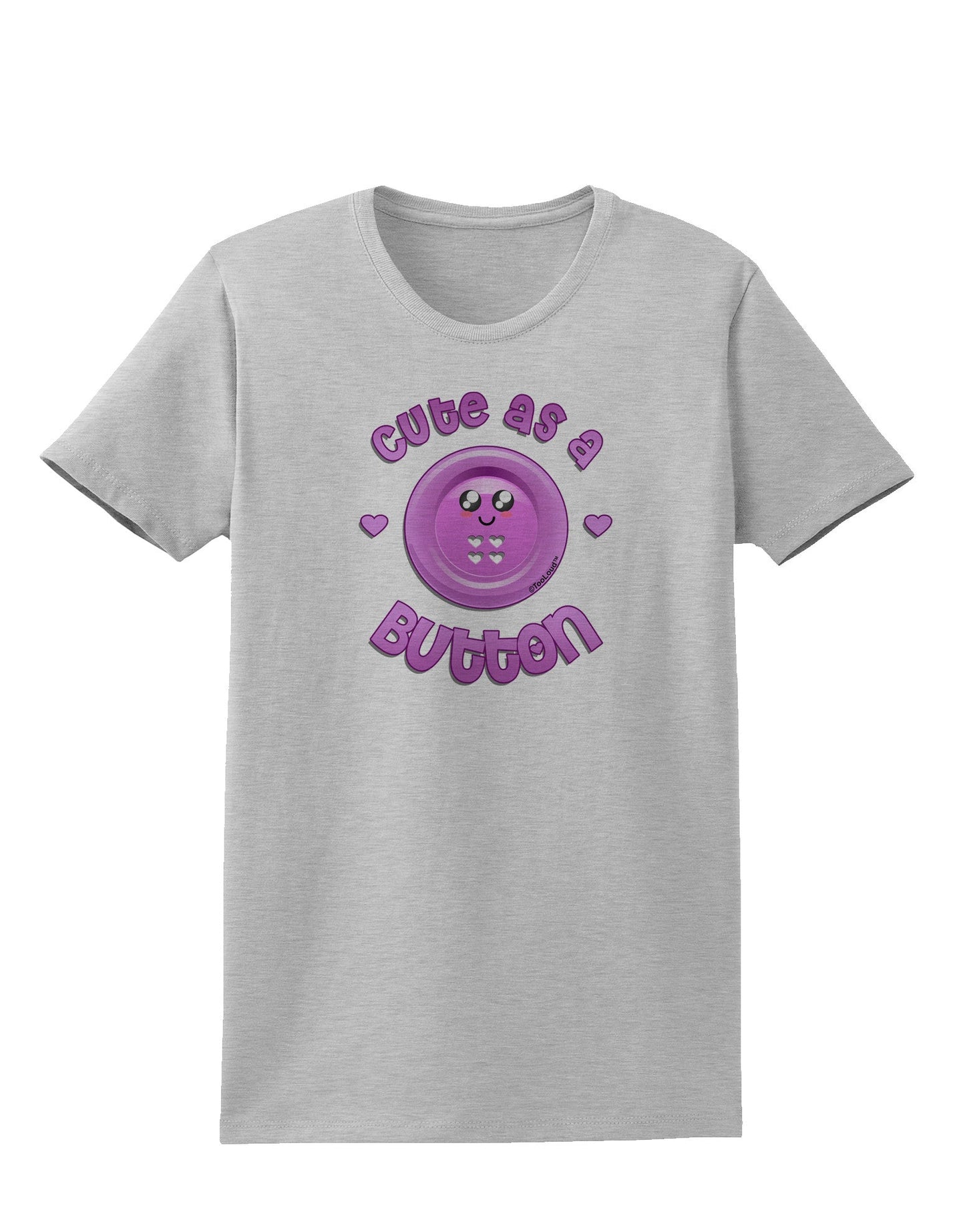 Cute As A Button Smiley Face Womens T-Shirt-Womens T-Shirt-TooLoud-AshGray-X-Small-Davson Sales