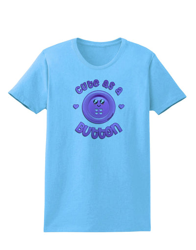 Cute As A Button Smiley Face Womens T-Shirt-Womens T-Shirt-TooLoud-Aquatic-Blue-X-Small-Davson Sales