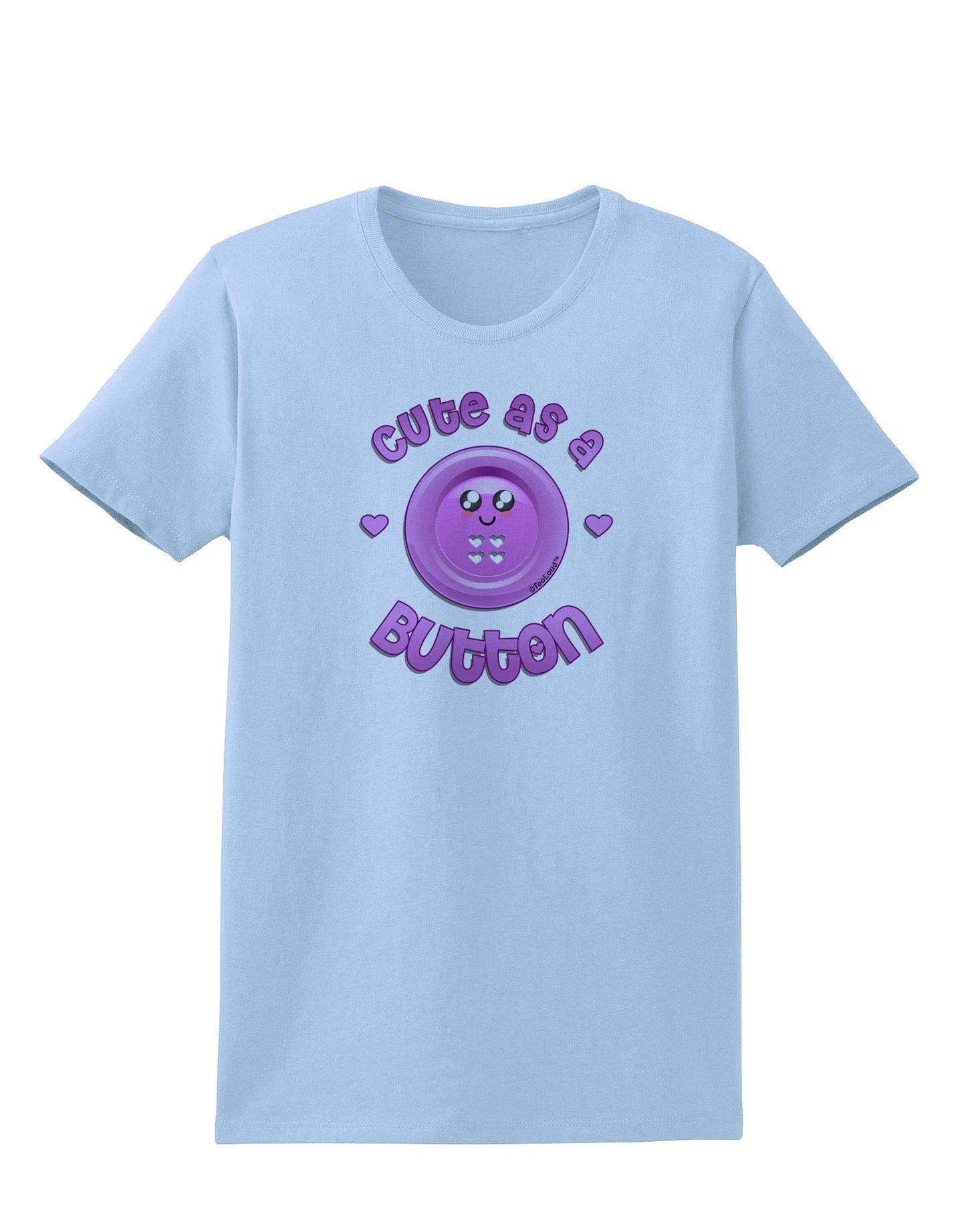 Cute As A Button Smiley Face Womens T-Shirt-Womens T-Shirt-TooLoud-Light-Blue-X-Small-Davson Sales