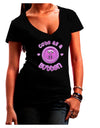 Cute As A Button Smiley Face Womens V-Neck Dark T-Shirt-Womens V-Neck T-Shirts-TooLoud-Black-Juniors Fitted Small-Davson Sales