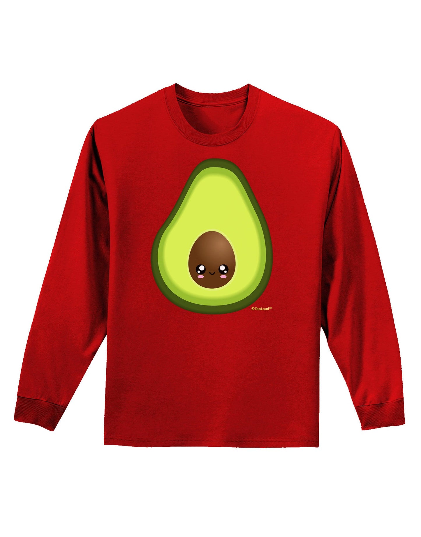 Cute Avocado Design Adult Long Sleeve Dark T-Shirt-TooLoud-Red-Small-Davson Sales