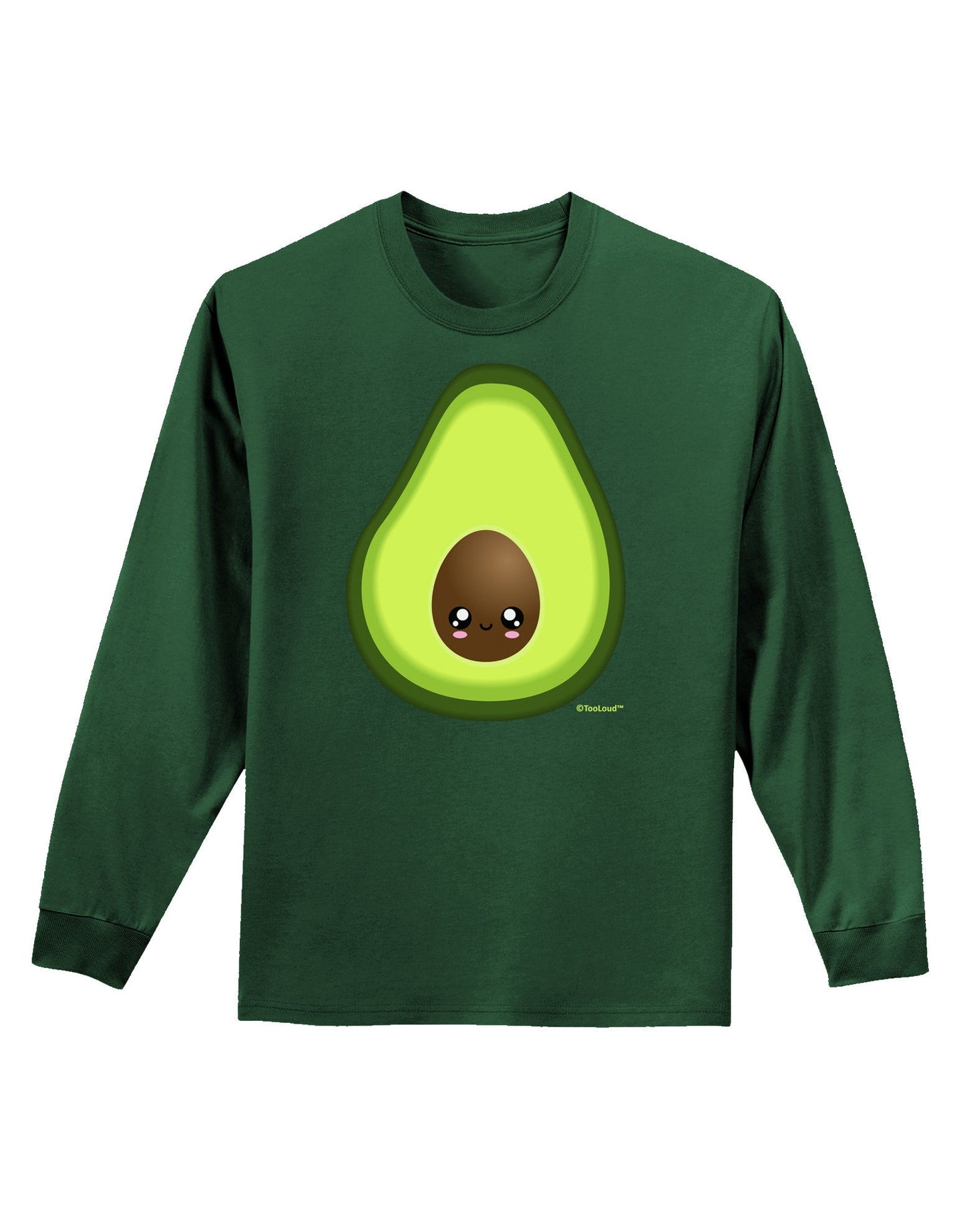 Cute Avocado Design Adult Long Sleeve Dark T-Shirt-TooLoud-Dark-Green-Small-Davson Sales
