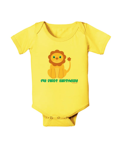 Cute Baby Lion - My First Birthday Baby Romper Bodysuit by TooLoud-Baby Romper-TooLoud-Yellow-06-Months-Davson Sales