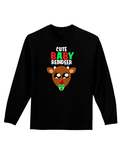 Cute Baby Reindeer Matching Deer Adult Long Sleeve Dark T-Shirt-TooLoud-Black-Small-Davson Sales