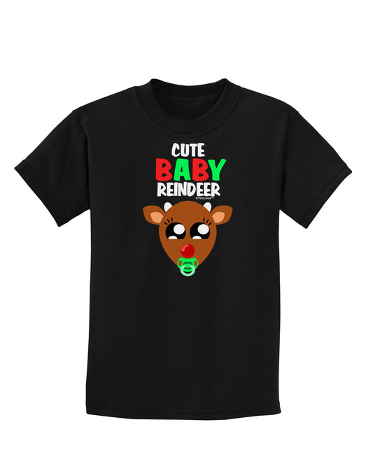 Cute Baby Reindeer Matching Deer Childrens Dark T-Shirt-Childrens T-Shirt-TooLoud-Black-X-Small-Davson Sales