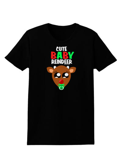 Cute Baby Reindeer Matching Deer Womens Dark T-Shirt-TooLoud-Black-X-Small-Davson Sales