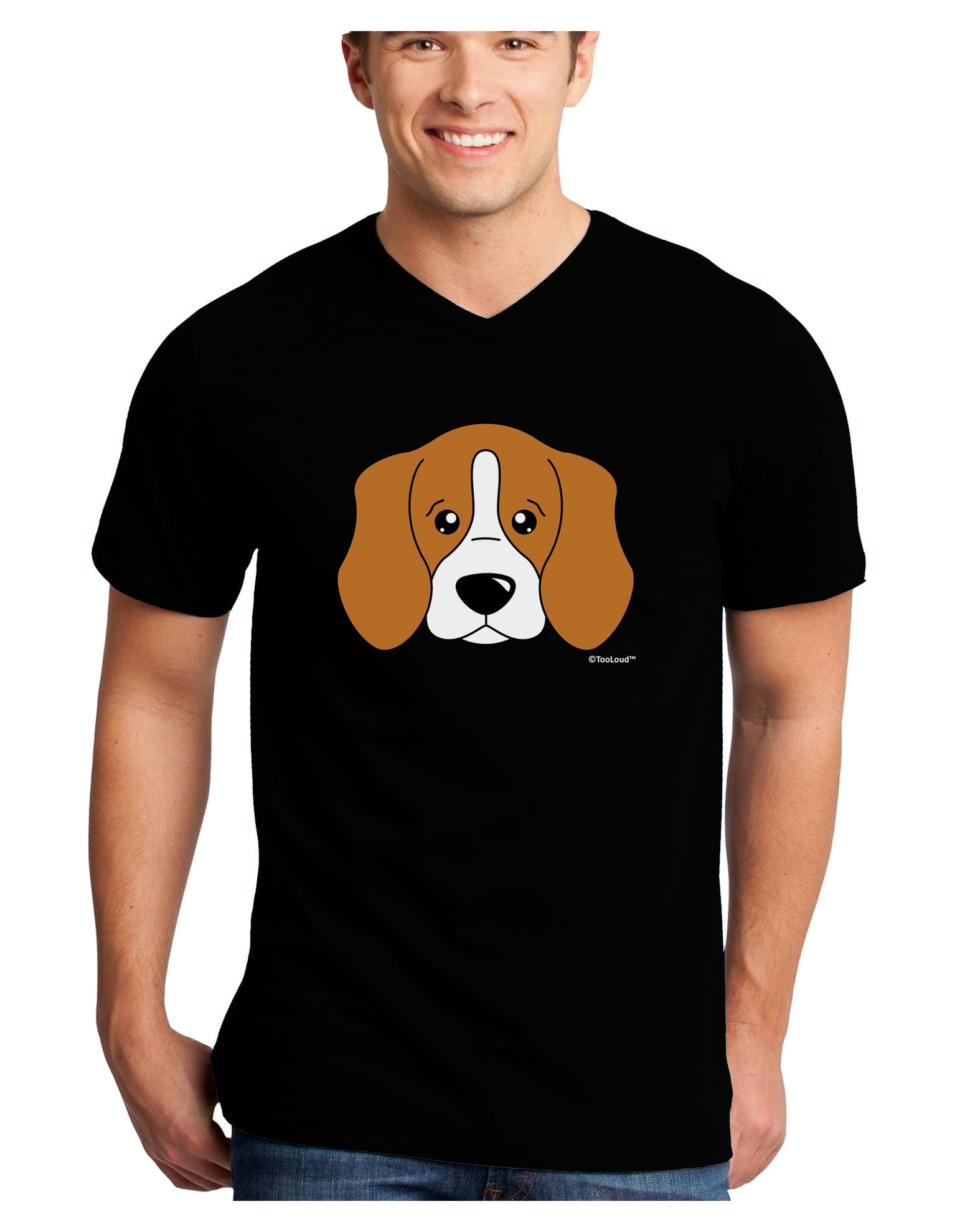 Cute Beagle Dog Adult Dark V-Neck T-Shirt by TooLoud-Mens V-Neck T-Shirt-TooLoud-Black-Small-Davson Sales