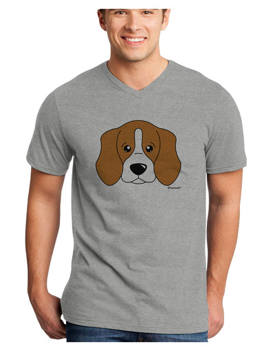 Cute Beagle Dog Adult V-Neck T-shirt by TooLoud-Mens V-Neck T-Shirt-TooLoud-HeatherGray-Small-Davson Sales