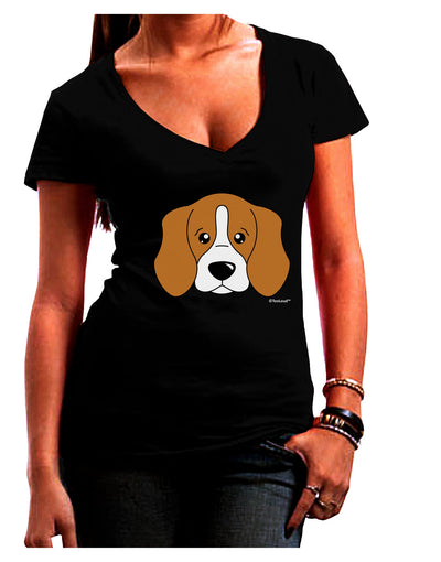 Cute Beagle Dog Juniors V-Neck Dark T-Shirt by TooLoud-Womens V-Neck T-Shirts-TooLoud-Black-Juniors Fitted Small-Davson Sales