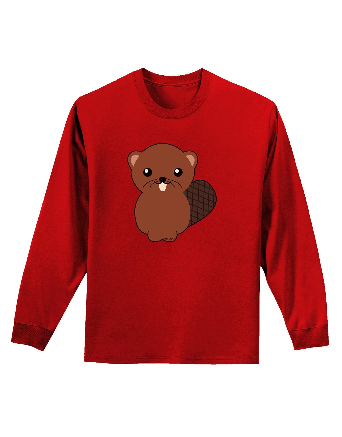 Cute Beaver Adult Long Sleeve Dark T-Shirt-TooLoud-Red-Small-Davson Sales