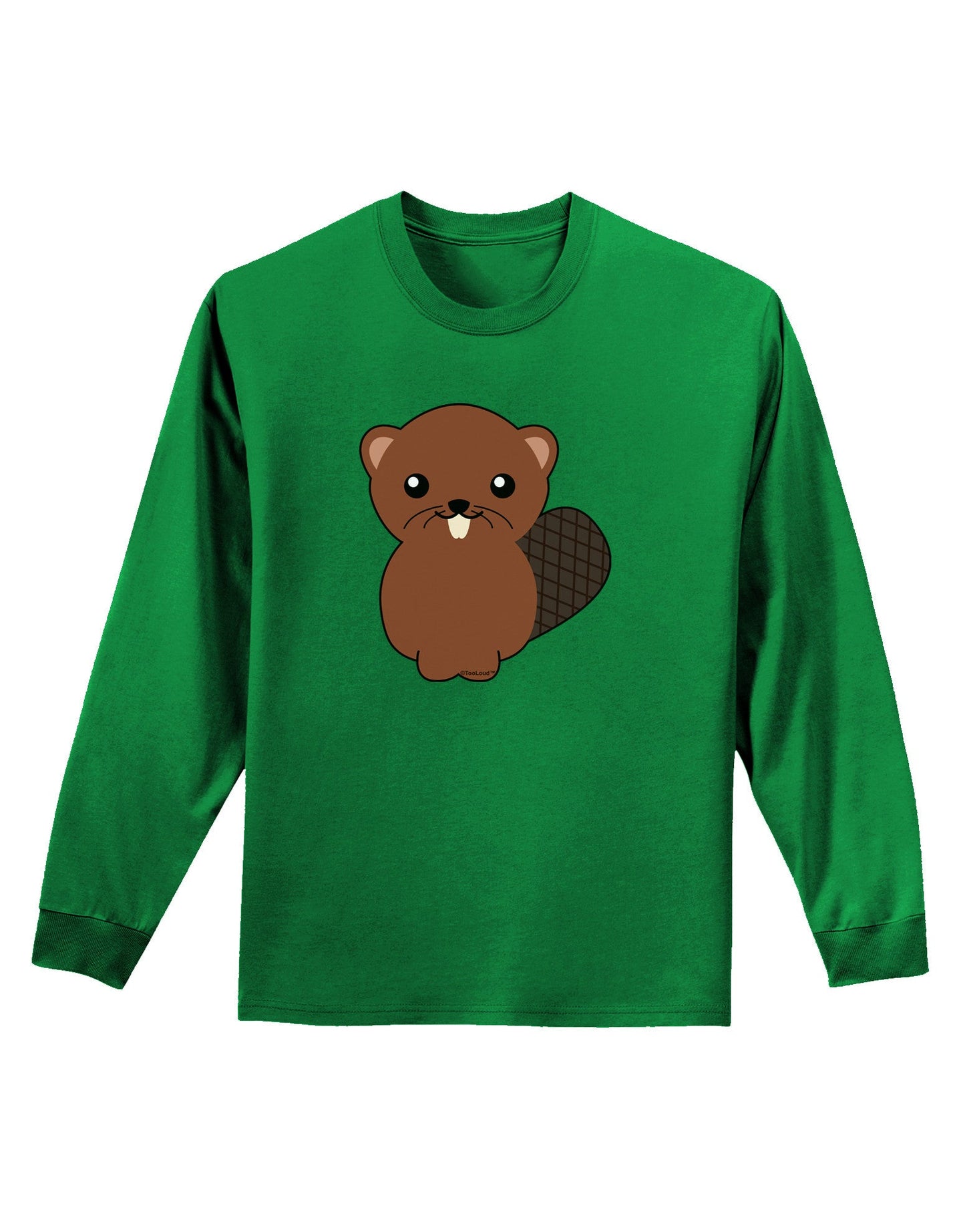 Cute Beaver Adult Long Sleeve Dark T-Shirt-TooLoud-Kelly-Green-Small-Davson Sales