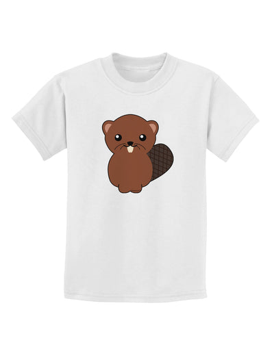 Cute Beaver Childrens T-Shirt-Childrens T-Shirt-TooLoud-White-X-Small-Davson Sales