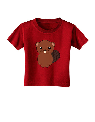 Cute Beaver Toddler T-Shirt Dark-Toddler T-Shirt-TooLoud-Red-2T-Davson Sales