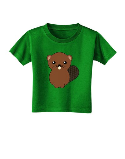 Cute Beaver Toddler T-Shirt Dark-Toddler T-Shirt-TooLoud-Clover-Green-2T-Davson Sales