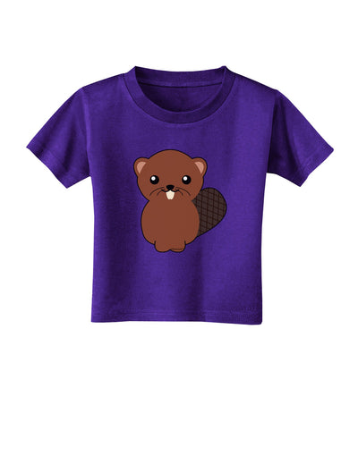 Cute Beaver Toddler T-Shirt Dark-Toddler T-Shirt-TooLoud-Purple-2T-Davson Sales