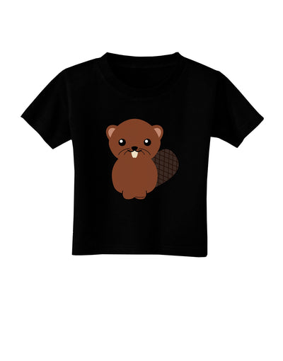 Cute Beaver Toddler T-Shirt Dark-Toddler T-Shirt-TooLoud-Black-2T-Davson Sales