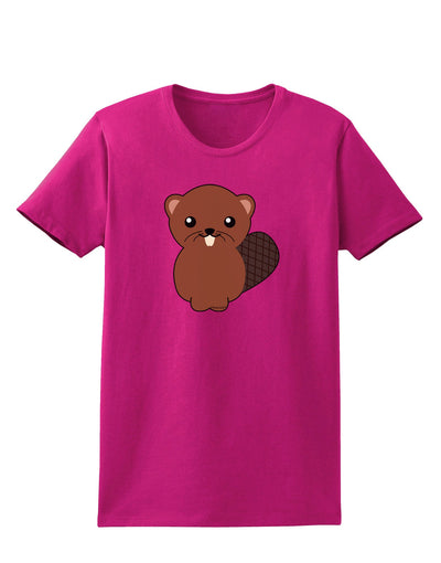 Cute Beaver Womens Dark T-Shirt-TooLoud-Hot-Pink-Small-Davson Sales