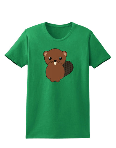 Cute Beaver Womens Dark T-Shirt-TooLoud-Kelly-Green-X-Small-Davson Sales