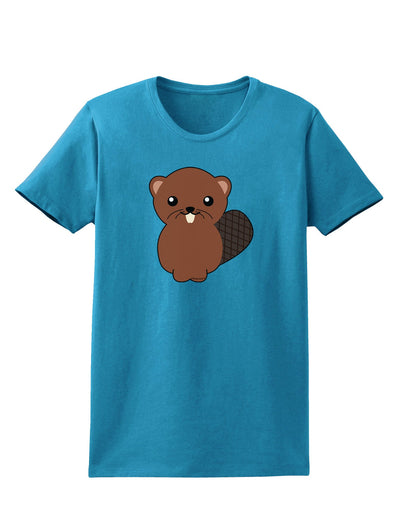 Cute Beaver Womens Dark T-Shirt-TooLoud-Turquoise-X-Small-Davson Sales