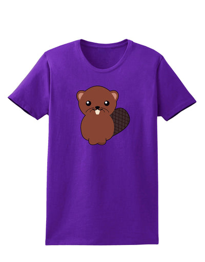 Cute Beaver Womens Dark T-Shirt-TooLoud-Purple-X-Small-Davson Sales