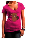 Cute Beaver Womens V-Neck Dark T-Shirt-Womens V-Neck T-Shirts-TooLoud-Hot-Pink-Juniors Fitted Small-Davson Sales