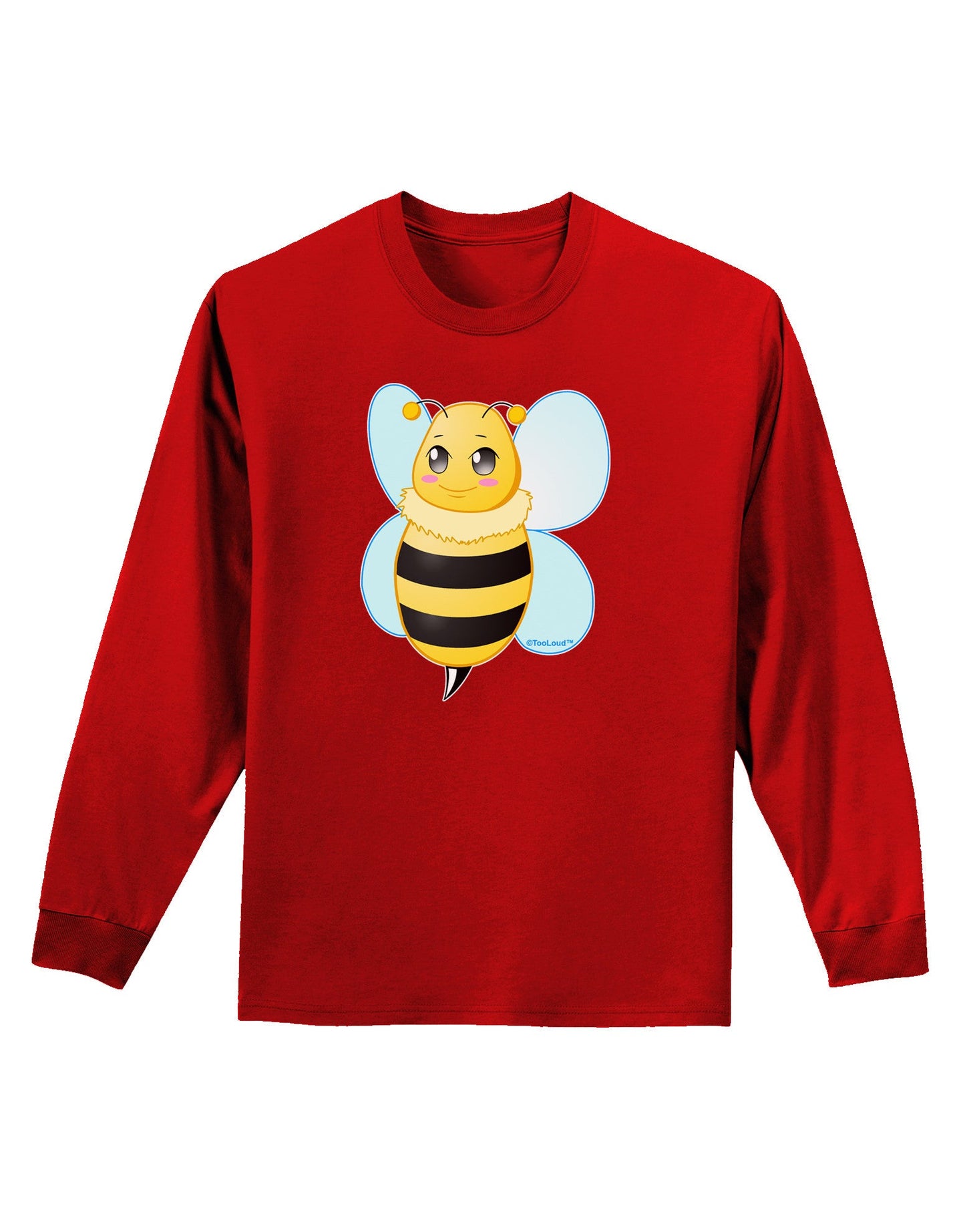 Cute Bee Adult Long Sleeve Dark T-Shirt-TooLoud-Red-Small-Davson Sales