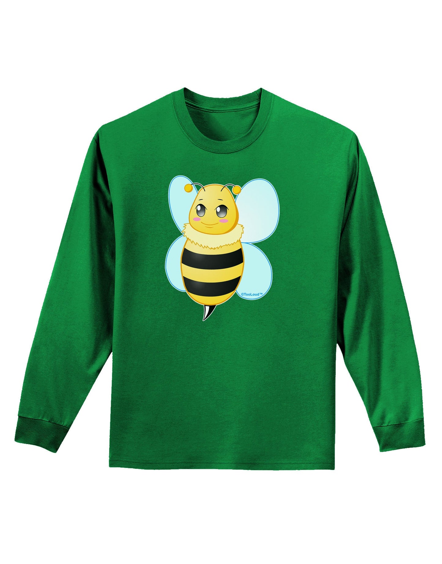 Cute Bee Adult Long Sleeve Dark T-Shirt-TooLoud-Kelly-Green-Small-Davson Sales