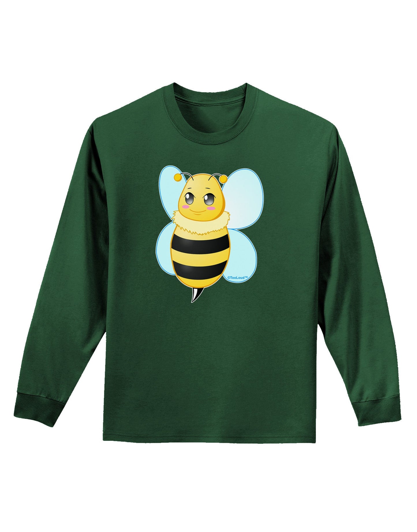 Cute Bee Adult Long Sleeve Dark T-Shirt-TooLoud-Dark-Green-Small-Davson Sales