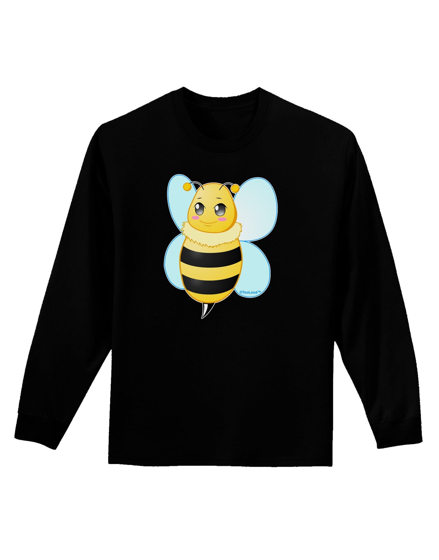 Cute Bee Adult Long Sleeve Dark T-Shirt-TooLoud-Black-Small-Davson Sales