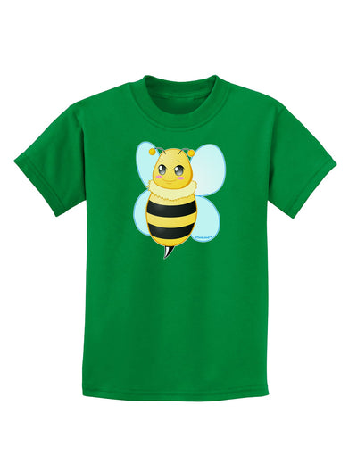 Cute Bee Childrens Dark T-Shirt-Childrens T-Shirt-TooLoud-Kelly-Green-X-Small-Davson Sales