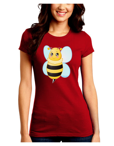 Cute Bee Juniors Crew Dark T-Shirt-T-Shirts Juniors Tops-TooLoud-Red-Juniors Fitted Small-Davson Sales