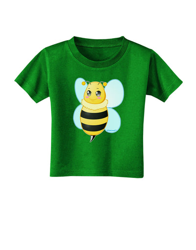 Cute Bee Toddler T-Shirt Dark-Toddler T-Shirt-TooLoud-Clover-Green-2T-Davson Sales