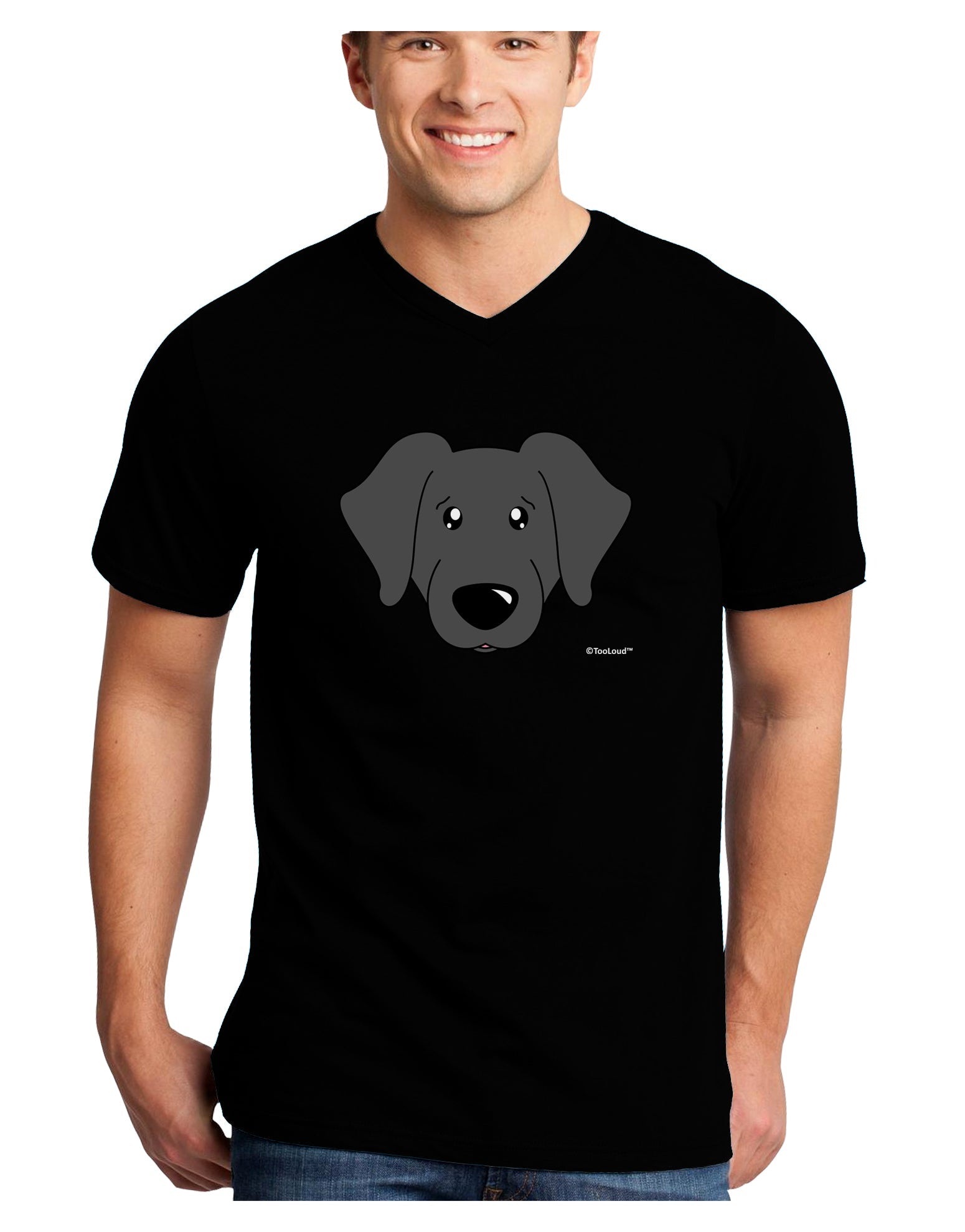 Cute Black Labrador Retriever Dog Adult Dark V-Neck T-Shirt by TooLoud-Mens V-Neck T-Shirt-TooLoud-Black-Small-Davson Sales