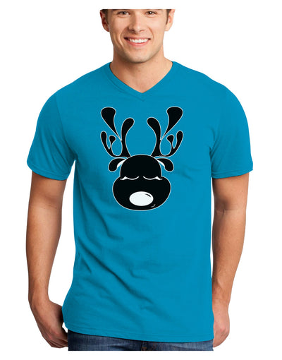 Cute Black Reindeer Face Christmas Adult Dark V-Neck T-Shirt-TooLoud-Turquoise-Small-Davson Sales