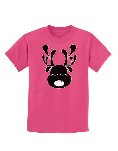 Cute Black Reindeer Face Christmas Childrens Dark T-Shirt-Childrens T-Shirt-TooLoud-Sangria-X-Small-Davson Sales