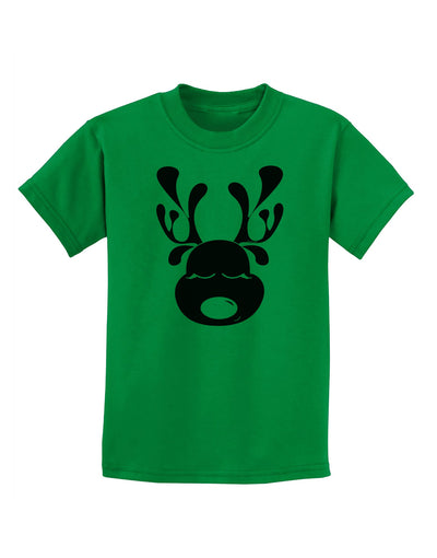 Cute Black Reindeer Face Christmas Childrens T-Shirt-Childrens T-Shirt-TooLoud-Kelly-Green-X-Small-Davson Sales