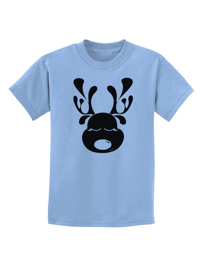 Cute Black Reindeer Face Christmas Childrens T-Shirt-Childrens T-Shirt-TooLoud-Light-Blue-X-Small-Davson Sales