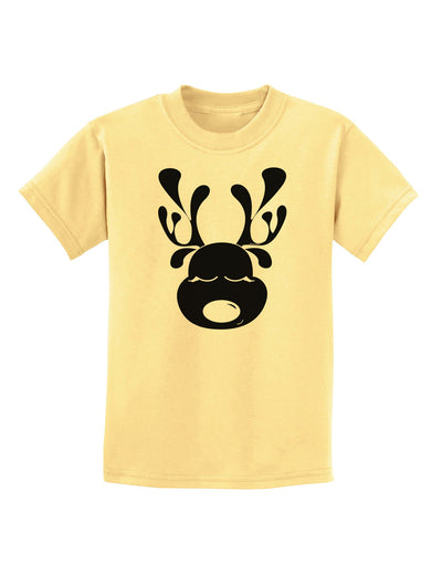 Cute Black Reindeer Face Christmas Childrens T-Shirt-Childrens T-Shirt-TooLoud-Daffodil-Yellow-X-Small-Davson Sales