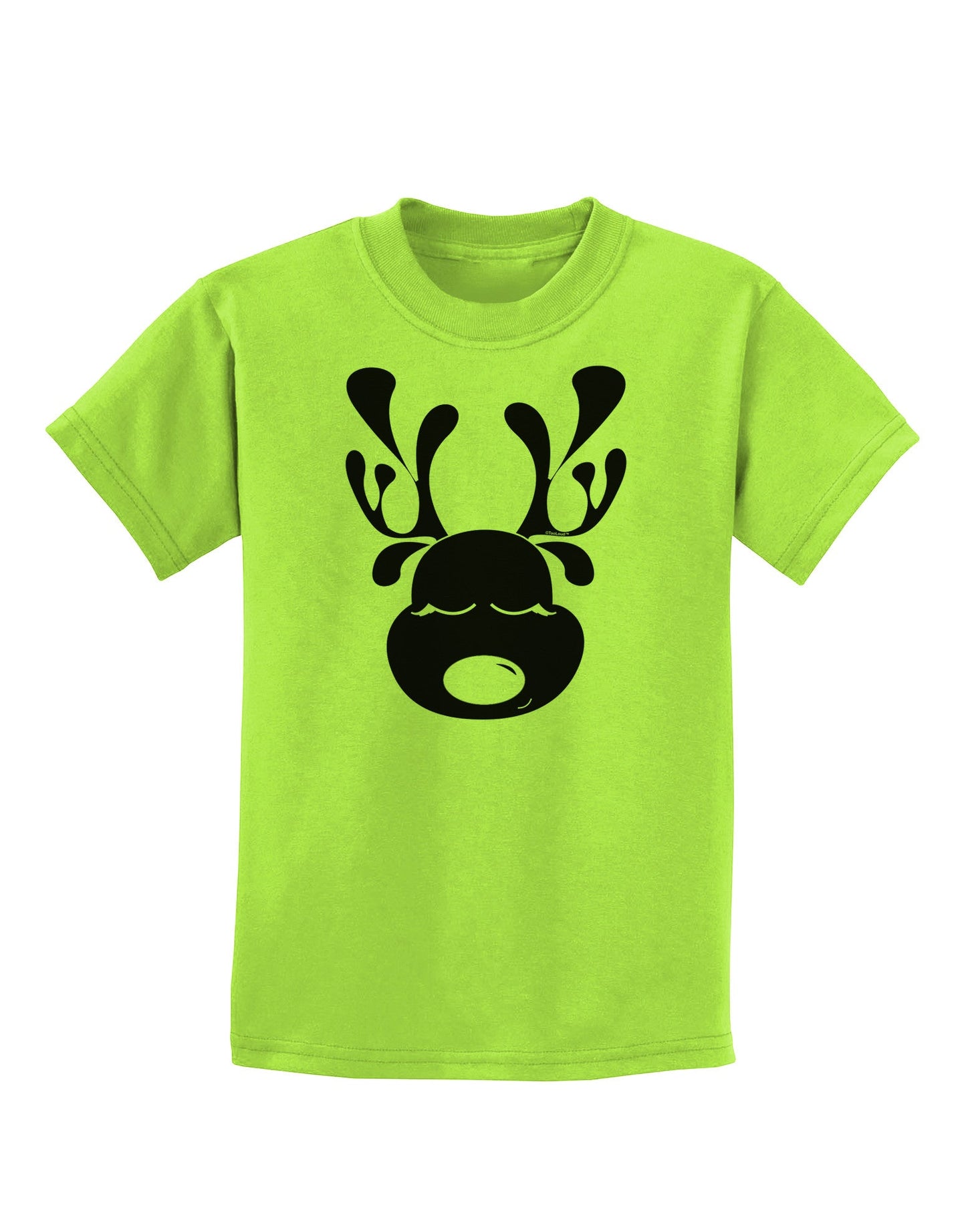 Cute Black Reindeer Face Christmas Childrens T-Shirt-Childrens T-Shirt-TooLoud-Lime-Green-X-Small-Davson Sales