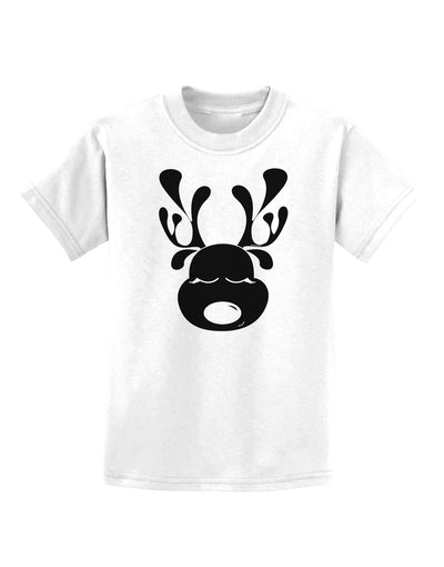 Cute Black Reindeer Face Christmas Childrens T-Shirt-Childrens T-Shirt-TooLoud-White-X-Small-Davson Sales