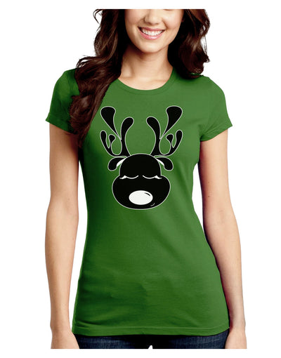 Cute Black Reindeer Face Christmas Juniors Crew Dark T-Shirt-T-Shirts Juniors Tops-TooLoud-Kiwi-Green-Juniors Fitted Small-Davson Sales