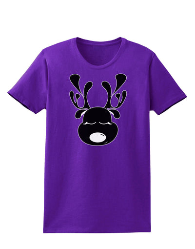 Cute Black Reindeer Face Christmas Womens Dark T-Shirt-TooLoud-Purple-X-Small-Davson Sales