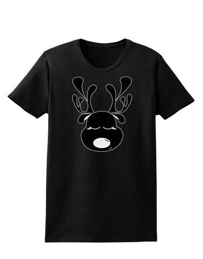 Cute Black Reindeer Face Christmas Womens Dark T-Shirt-TooLoud-Black-X-Small-Davson Sales